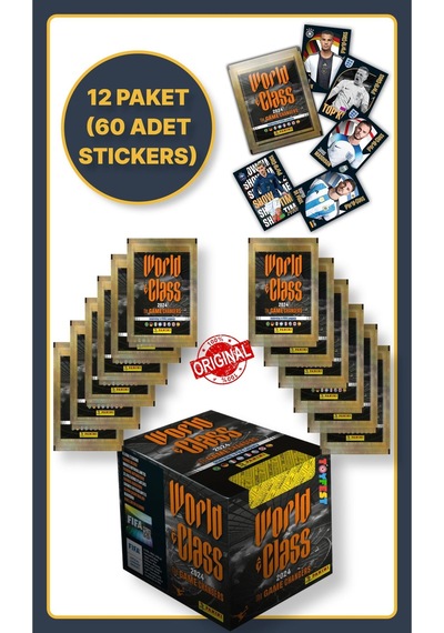 Panini Fifa World Class Koleksiyon Futbolcu 2024 Sticker Çıkartmaları + 12 Paket 60 Adet Sticker