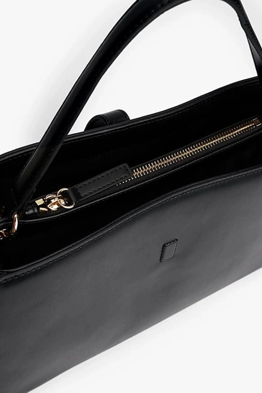 Tommy Hilfiger Kadın Metal Kilit Detaylı El Ve Omuz Çantası - Siyah-10583 Triple Black