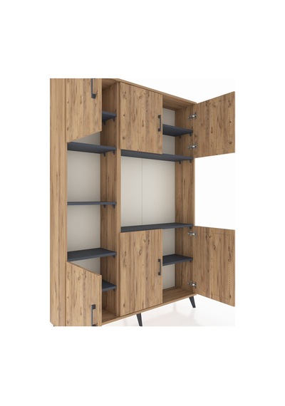 Arges Dolap 9 Raflı 6 Kapaklı 132x30x195 Çam-çam/antrasit Atlas Çam/antrasıt Arges Dolap 9 Raflı 6 Kapaklı 132x30x195 Çam-çam/antrasit Atlas Çam/antrasıt