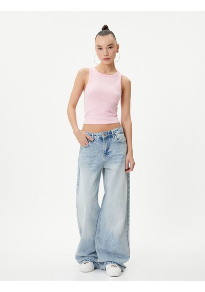Koton Basic Crop Atlet Bisiklet Yaka Pamuklu Ribanalı Pembe 4sal30089ık 4SAL30089IK274
