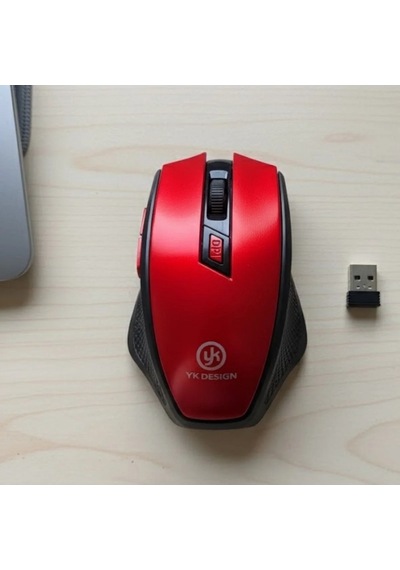 Ergonomik Sessiz Kablosuz Mouse Usb Alıcılı Kırmızı Renkli Ofis Oyun İçin Standart