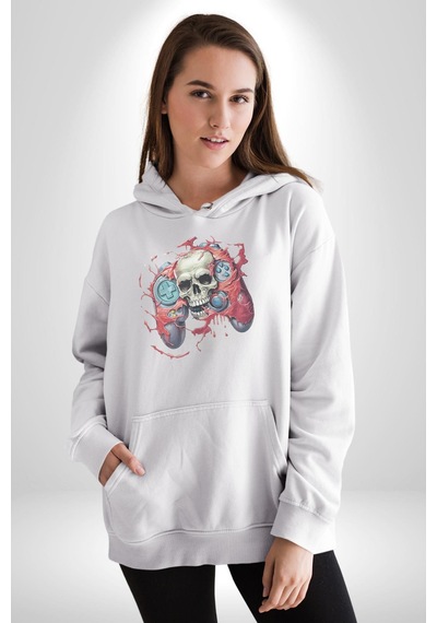 Oyun Kumandası İnsanı Ele Geçirişi Kadın Erkek Beyaz Kapüşonlu Sweatshirt Hoodie Beyaz