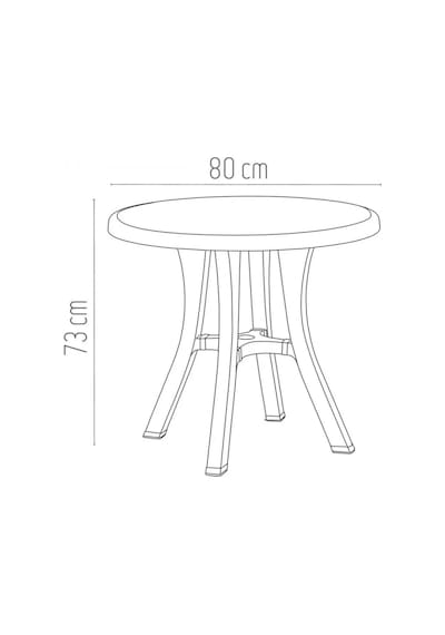 Royal Rattan Desenli Yuvarlak Masa 80 Cm Şemsiye Delikli, Dayanıklı Ve Şık Kahverengi