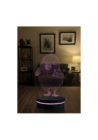 Özel Tasarım Tombul Kuş 3d Led Lamba - Ofis Ve Çocuk Odası Hediyelik Gece Lambası