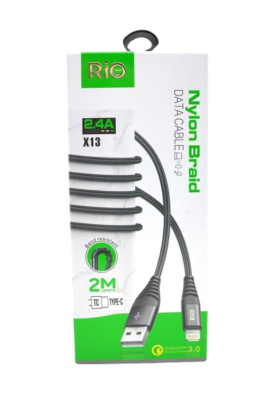 Rio Tech X13 2.4a Hızlı Şarj Ve Data Kablosu 2 Metre Nylon Braid