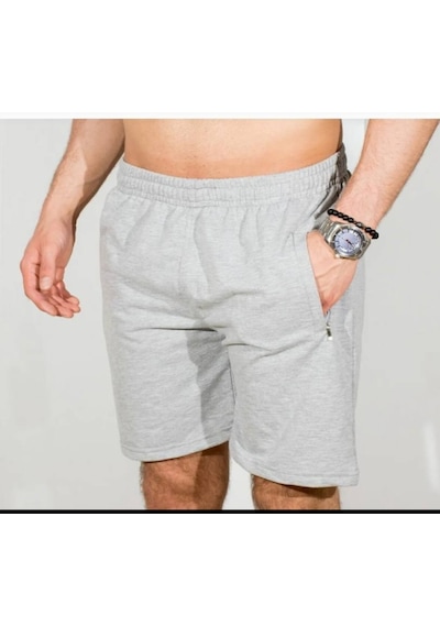 Unisex Baharlık Penye Şort Açık Gri