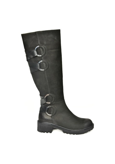 Fox Shoes T654047201 Siyah Hakiki Deri Nubuk Kadın Çizme Siyah-nubuk Siyah