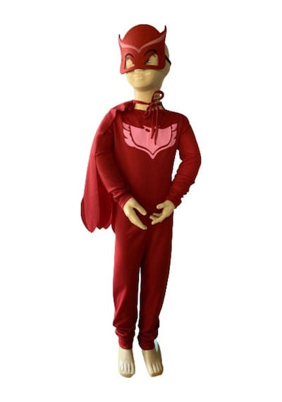 Sincapdükkan Kız Çocuk Pjmaskeli Baykuş Kostümü Kırmızı