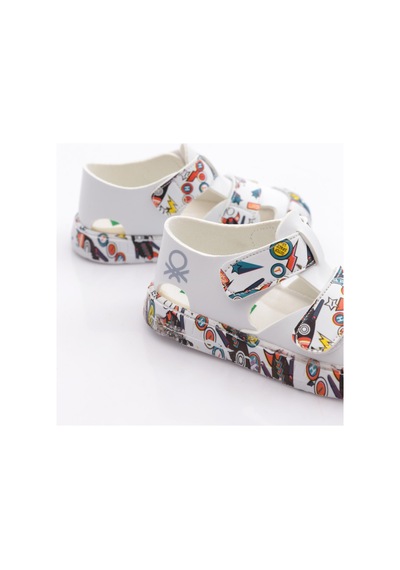 Benetton Bn-1409 Çocuk Sandalet Beyaz Sarı