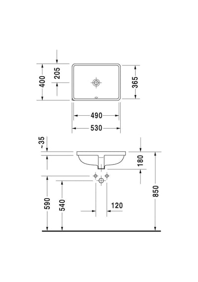 Duravit Starck 3 Tezgah Altı Lavabo 490 x 365 - 0305490000