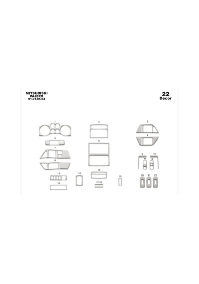 Mitsubishi Pajero Torpido Kaplama 2001-2004 22 Parça Alüminyum