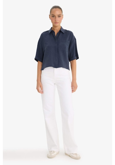 Defacto Loose Fit Modal Kısa Kollu Gömlek F9331ax25aunv256 Lacivert