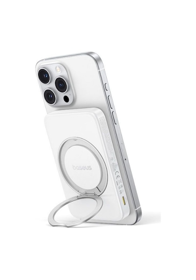Baseus Picogo Qi2 Magsafe 5000 Mah 20w Powerbank Stand Özellikli + Type C To C Kablo - Beyaz