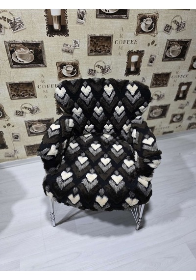 Venqm Kalp Peluş Çay Seti Koltuk Takımı Metal Ayak Metalik
