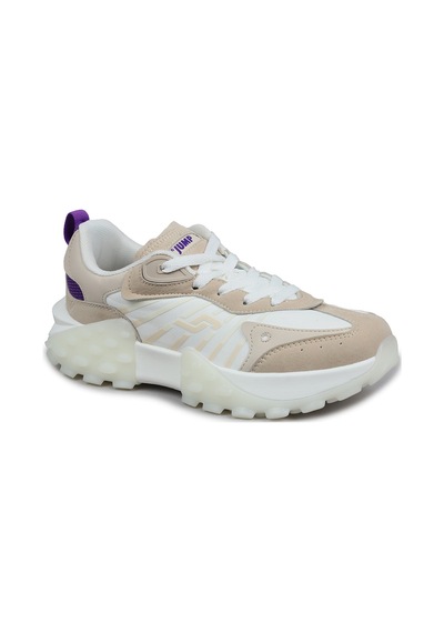 Jump 29092 Beyaz - Bej Kadın Sneaker Günlük Spor Ayakkabı Beyaz - Bej - Mor