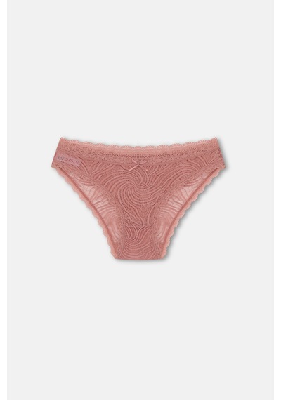Suwen 3lü Dantelli Normal Bel Slip Külot St00496011343 Kahverengi - Ten - Pembe