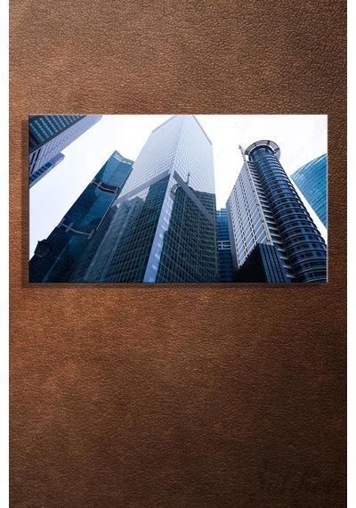Kanvas Tablo Singapur Raffles Place Cam Gökdelenler Yatay Duvar Tablosu - 4667 Çok Renkli