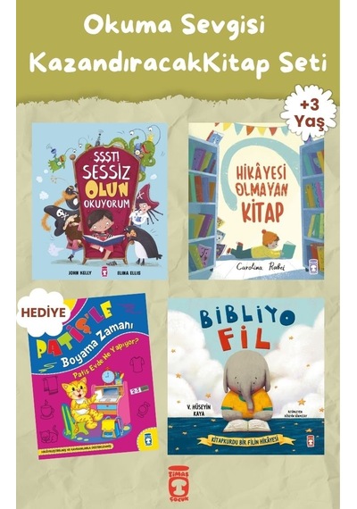 Okuma Sevgisi Kazandıracak Okul Öncesi Kitap Seti 3 Kitap - Boyama Kitabı Hediyeli