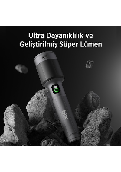 Bix Bx5102fl 60w Led 3000 Lümen Uzun Menzilli Kompakt El Feneri Gri