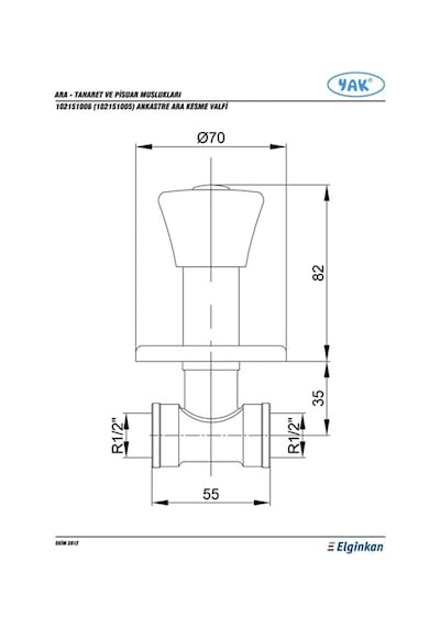 Ar & Yak 102151006 Standart Salmastralı Ankastre Arakesme Valfi Krom