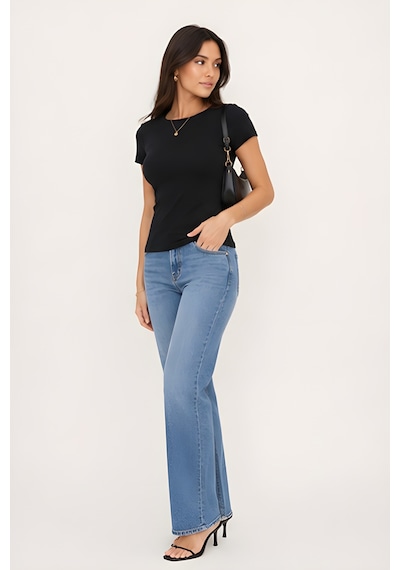 Lili Woman Kadın Premium Drapeli Crop Yarasa Kol Bluz Yumuşak Dokulu Basic Üst E.8010s SIYAH