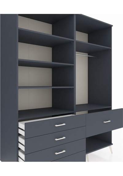 Kronos Gardrop 6 Raflı 5 Çekmeceli Tek Askılı 176x59x221 Antrasit-antrasit Antrasit Kronos Gardrop 6 Raflı 5 Çekmeceli Tek Askılı 176x59x221 Antrasit-antrasit Antrasit