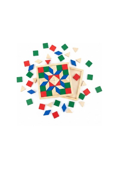 Ahşap Mozaik Tangram - 42 Parça Geometrik Yapboz Oyunu