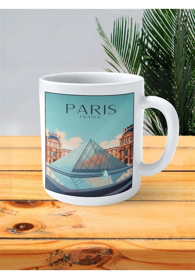 Paris Baskılı Kupa Bardak Kişiye Özel Desen 3 Çok Renkli