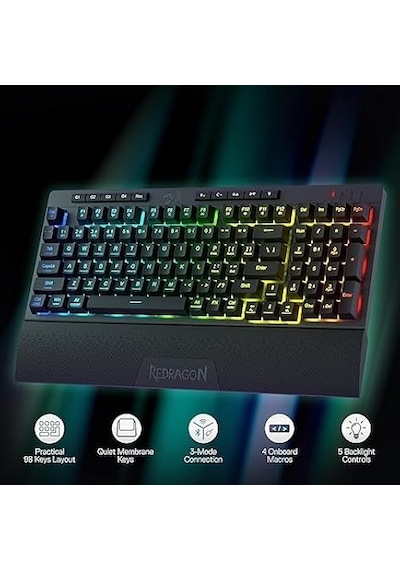 Redragon K515 Pro Shiva Rgb Kablosuz Membranlı Türkçe Oyun Klavye