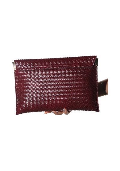 Maorı Bordo Örgü Kadın Clutch Çanta