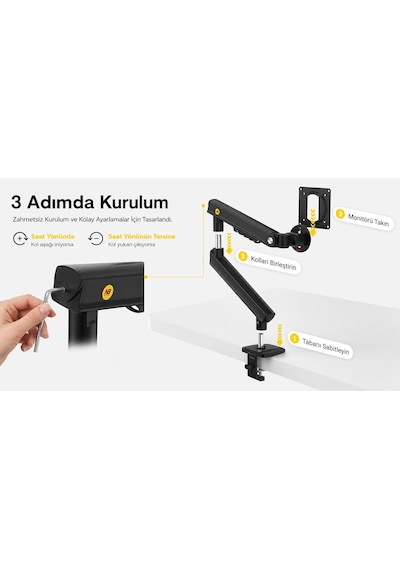 North Bayou Nb Ergonomic A5-b 17''-32'' Tek Kol 2-9 Kg Vesa Uyumlu Monitör Standı Yeni Model