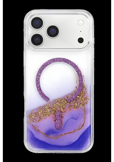 Onegif Apple iPhone Uyumlu 17 Pro Lotus Simli Magsafe Kapak - Mor Bz8683140940898