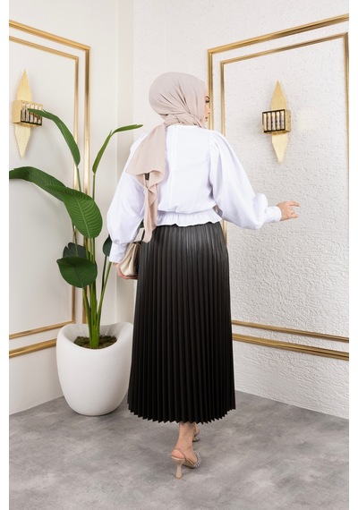 Hira Life Fashion Kadın Tesettür Giyim Ve Deri Görünümlü Beli Lastik Detayı İle Piliseli Uzun Etek Antrasit Antrasit Hira Life Fashion Kadın Tesettür Giyim Ve Deri Görünümlü Beli Lastik Detayı İle Piliseli Uzun Etek Antrasit Antrasit