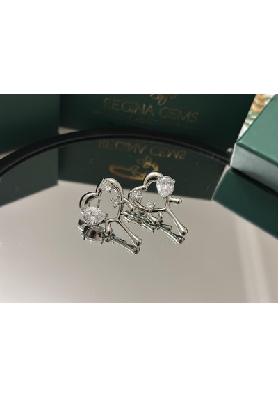 Golden Heart Bloom Crystal Küpe Gümüş