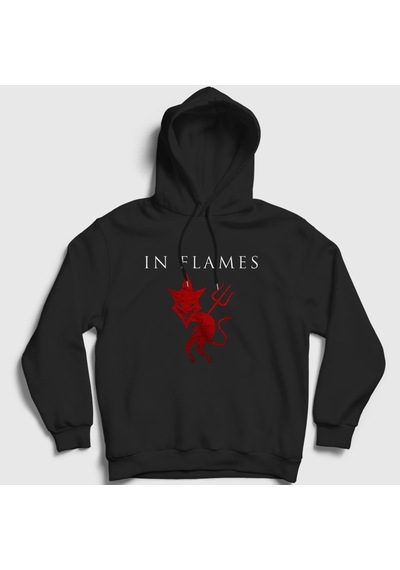 Presmono Unisex Devil In Flames Kapüşonlu Sweatshirt Siyah