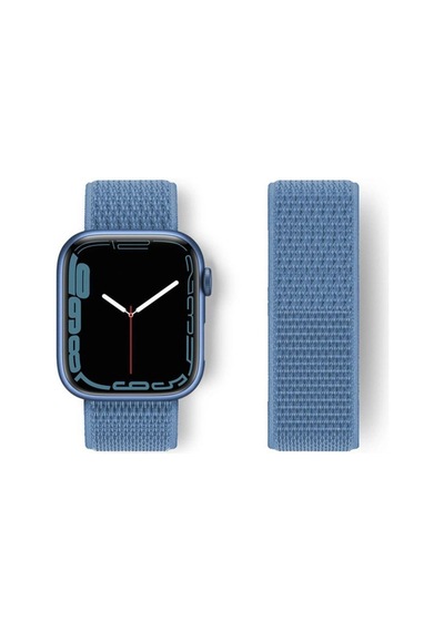 Apple Watch 42mm Hasırlı Cırtcırtlı Kordon Saat Değildir - Mavi