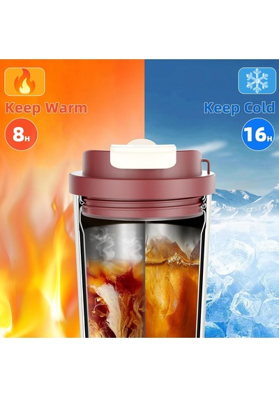 Tr 18oz Vakum Yalıtımlı Kahve Bardağı, Paslanmaz Çelik Seyahat Kahve Kupası,kapaklı Ve Samanlı Taşınabilir Ka Diğer