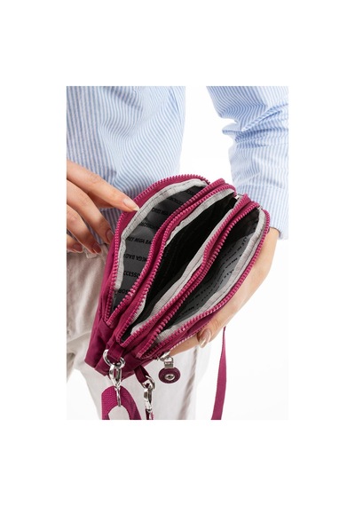Baginn Klinkır Kumaş Mini Çapraz Askılı Kadın Çanta Yağmur Geçirmez El Askılı Çanta 20 10 Cm Mega Bag Fuşya