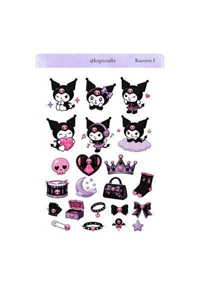 5 Sayfa Kuromi Sticker Seti- Kuromi Sticker 0