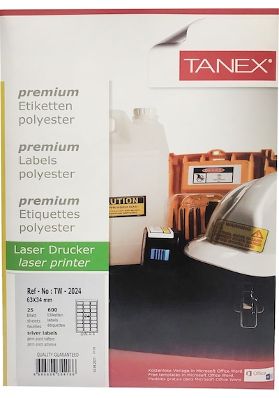 Tanex Tw-2024 Silver Gümüş Etiket 64X34Mm 25 Ad-Pk.