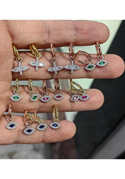Beyaz Zirkon Taşlı Gümüş Yusufçuk Küpe Pembe Altın