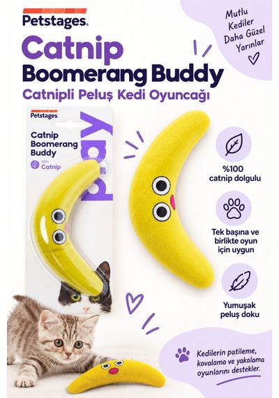 Petstages Catnip Boomerang Buddy Catnipli Kedi Oyuncağı Peluş
