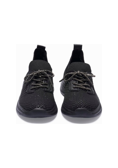 Kadın Triko Sneaker Sim Detaylı Hafif Konfor Taban Taş Bağcıklı Günlük Spor Ayakkabı Melia Siyah Siyah Kadın Triko Sneaker Sim Detaylı Hafif Konfor Taban Taş Bağcıklı Günlük Spor Ayakkabı Melia Siyah Siyah