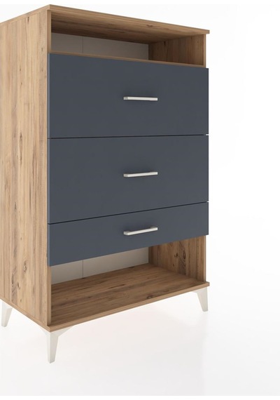Hyperion Dolap Tek Raflı 3 Çekmeceli 88x44x134 Çam-antrasit Atlas Çam