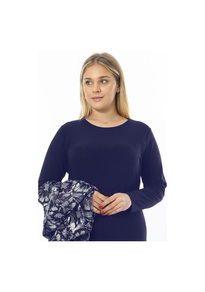 Ladies First Büyük Beden 3808 Lacivert-altın Ceket+bluz Takım 001