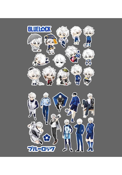 Nagi Seishiro-bluelock-parlak Kağıt -2li Sticker Set-telefon Süsleme Blue Lock Etiket Beyaz
