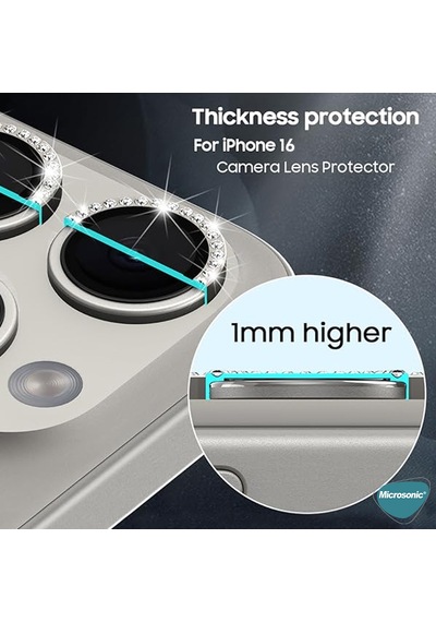 Microsonic Apple Uyumlu iPhone 17 Tekli Diamond Taşlı Kamera Koruma Camı Yeşil