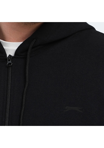 Slazenger KLARA I Erkek Fermuarlı Kapüşonlu Cepli Siyah Sweatshirt