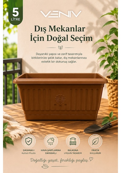 Dekoratif Antik İç Dış Mekan Saksısı 5 Litre 1 Adet