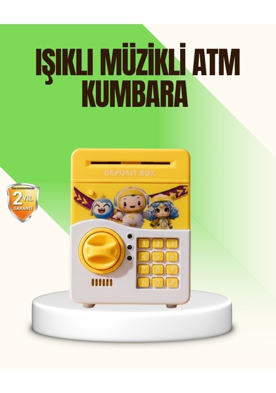Sarı - 925 - Elektronik Şifreli Atm Görünümlü - Nazblsmm - Çocuk Kumbarası